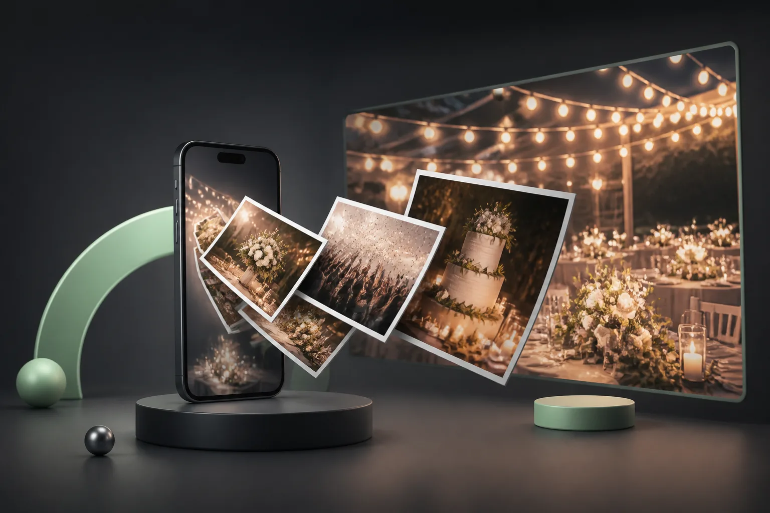 Event photographs moving from a phone to a shared display